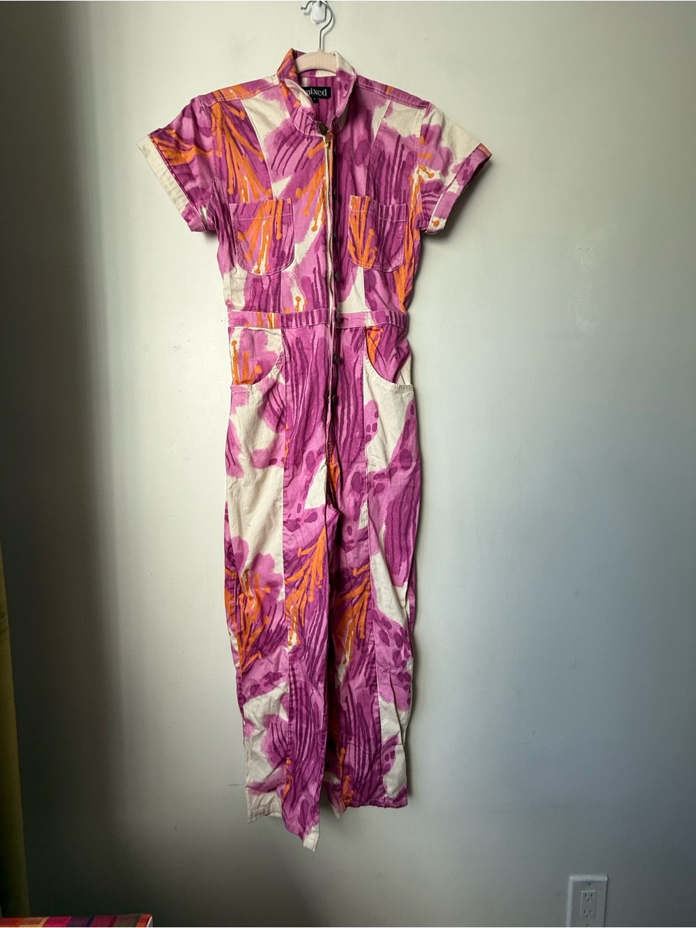 Mixed by Nasrin Classic Jumpsuit in Abstract Purple Orchid Floral Print S